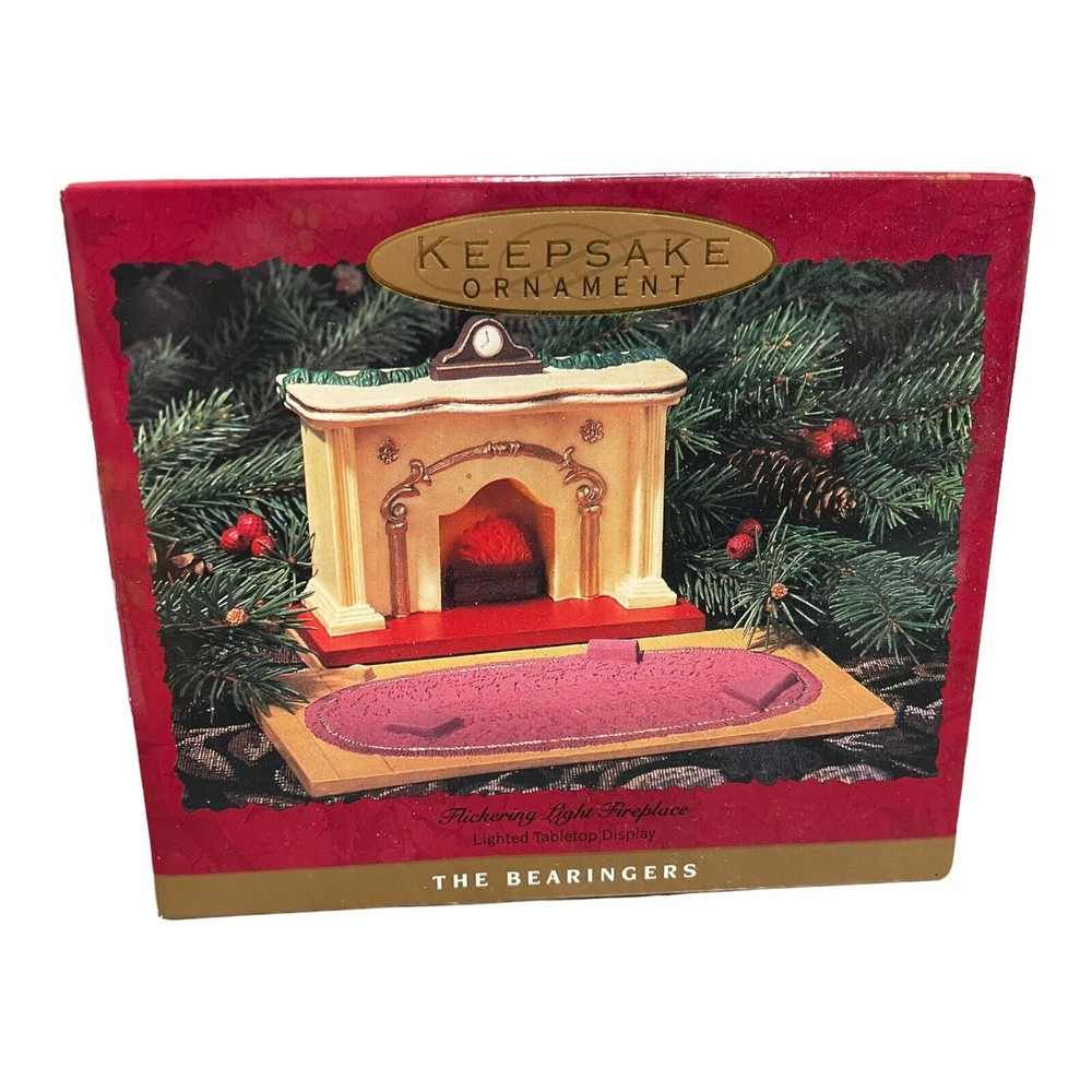 1993 Hallmark The Bearingers Flickering Light Fireplace Christmas Ornament