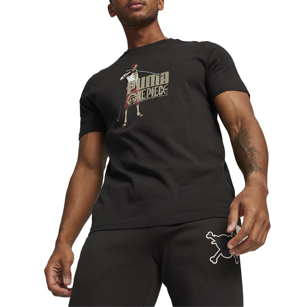 PUMA  X One Piece Graphic Crew Neck Short Sleeve T-Shirt Mens Black Casual Tops