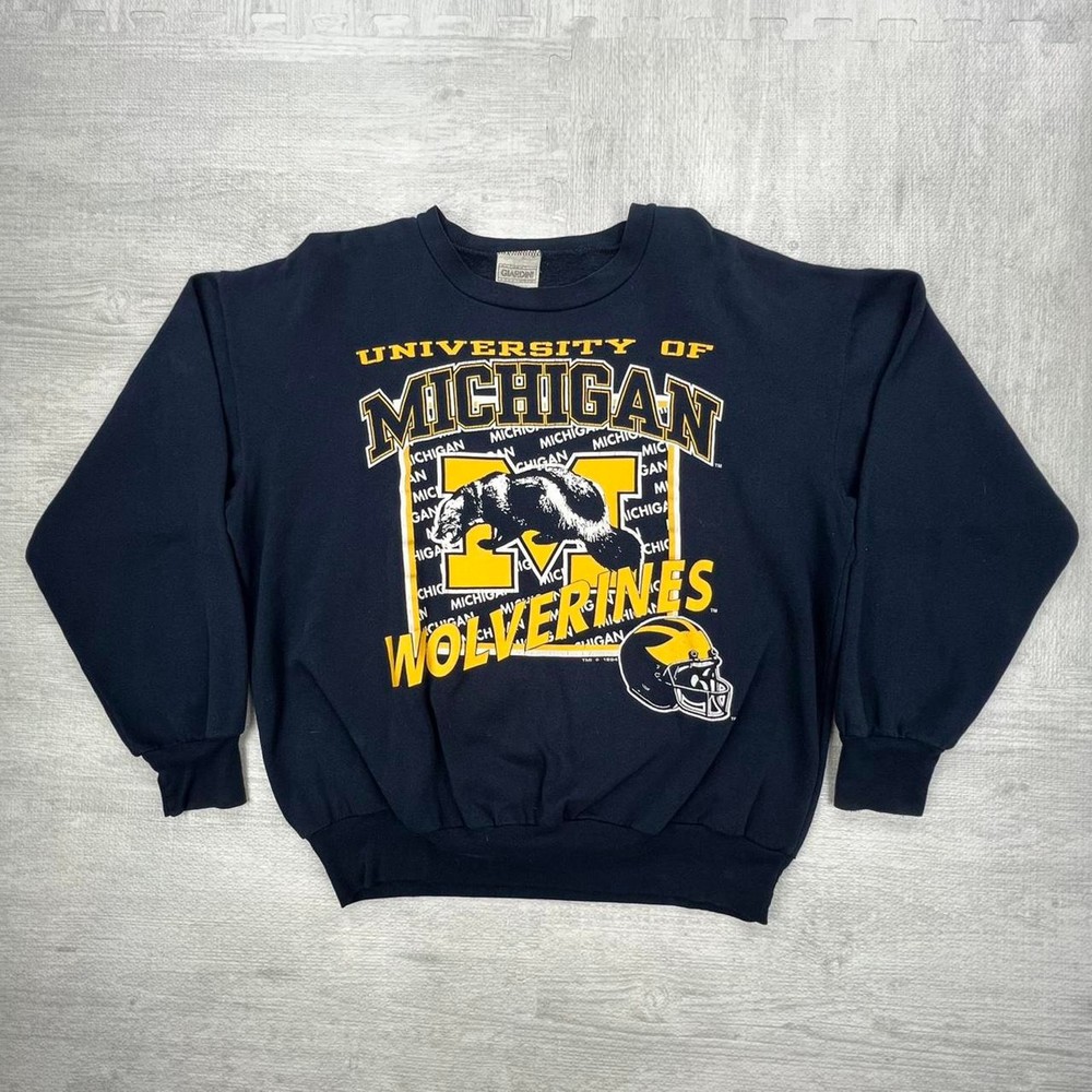 Vintage 80s Michigan Wolverines Sweatshirt Size: Medium blue yellow NCAA college