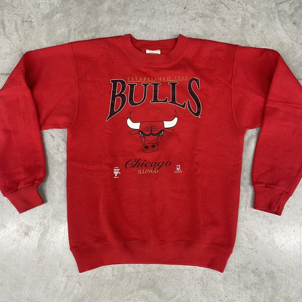 Vintage Chicago Bulls Crewneck Sweatshirt L Red 90s NBA Nutmeg Jordan