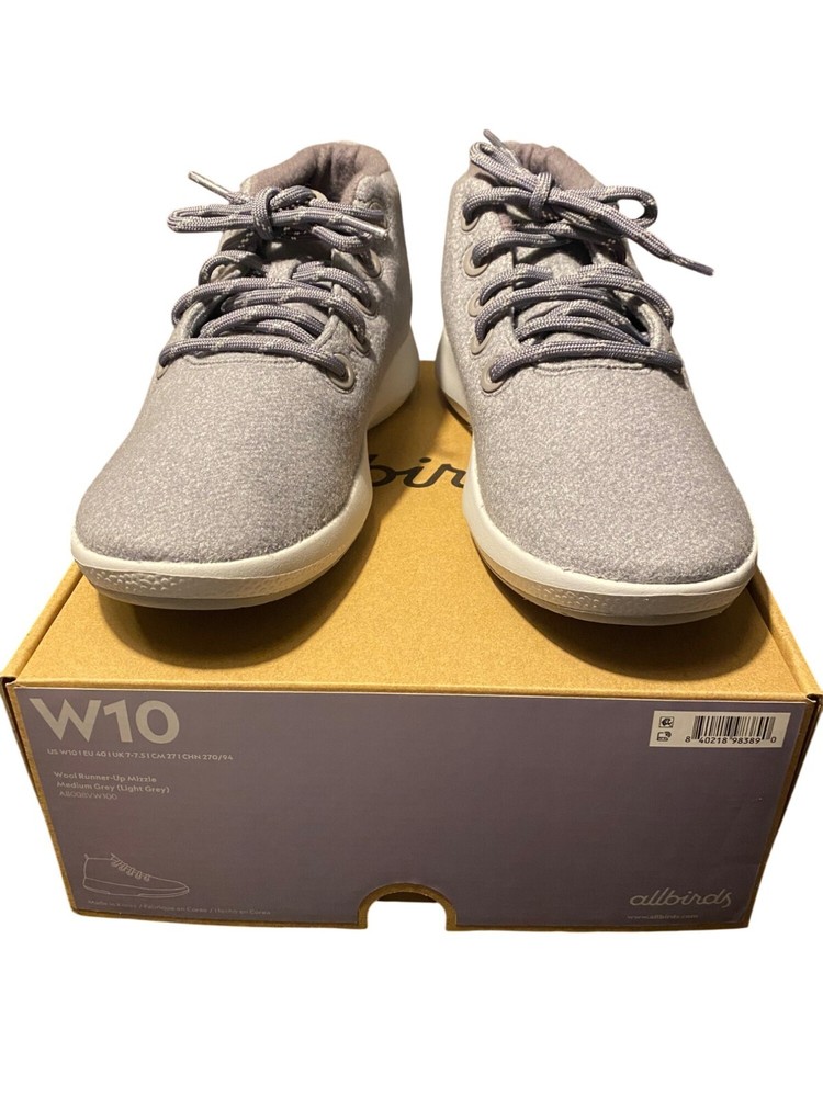 allbirds Womens Runner-Up Mizzle High Top Merino Wool Sneakers Size 8 Grey