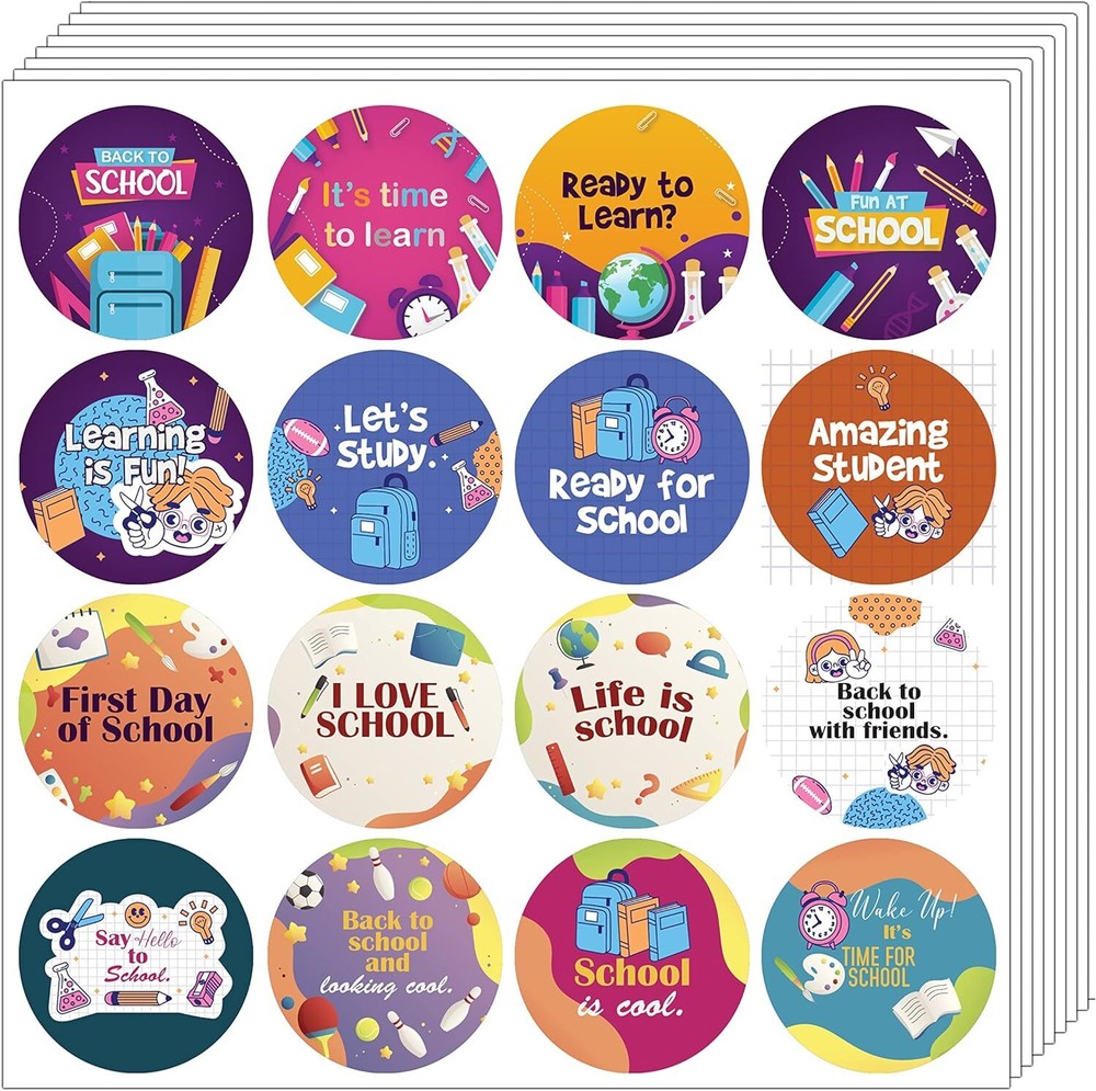 Back to School Stickers Pack - 10 Sets with 16 Unique Designs Each-image