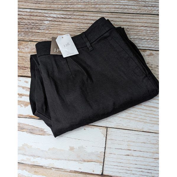 J.Jill Linen Stretch Classic Black Stretch Crop Pants with Tags - New - Size 12