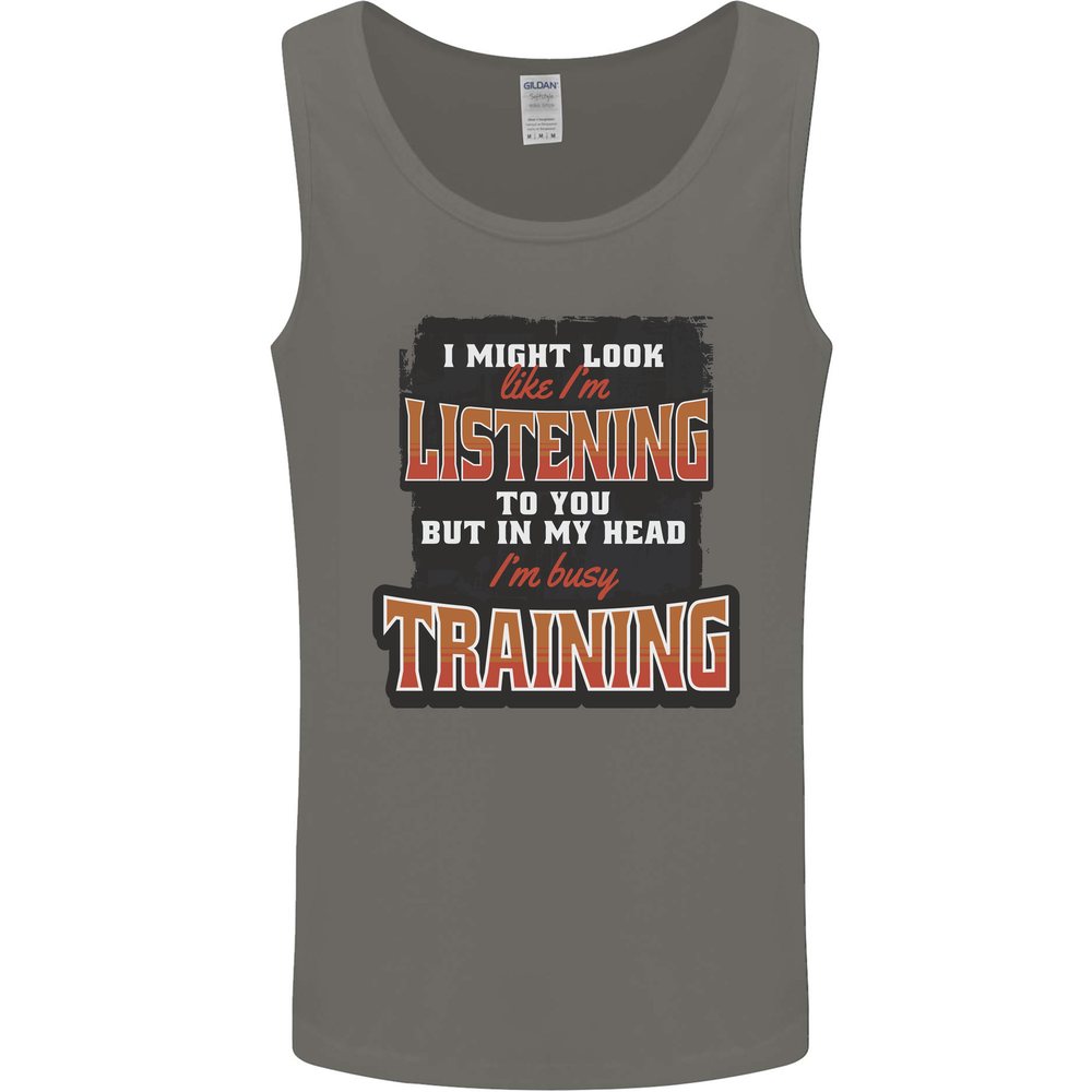 In My Head I'm Busy Training Gym Bodybuilding Mens Vest Tank Top