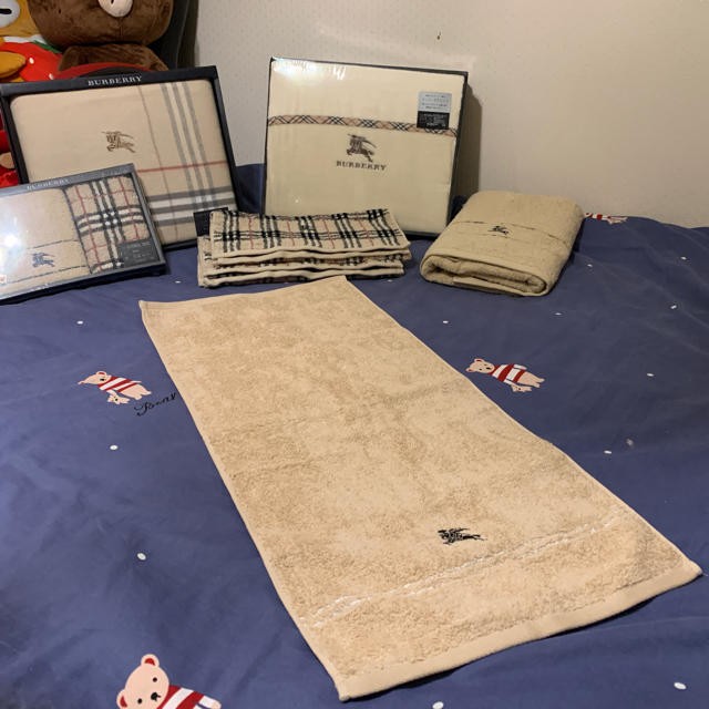 Burberry Festival Walnut Towel Set 34x75cm Cotton Used Warm