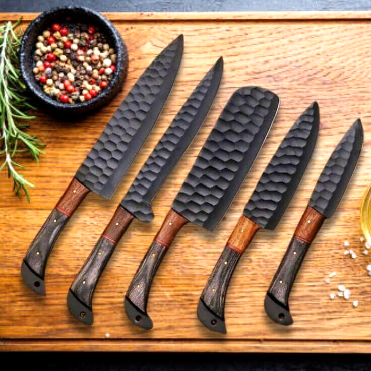 Custom Hand Made Forged Carbon Steel Kitchen CHEF KNIFE SET W LEATHER BAG 2930