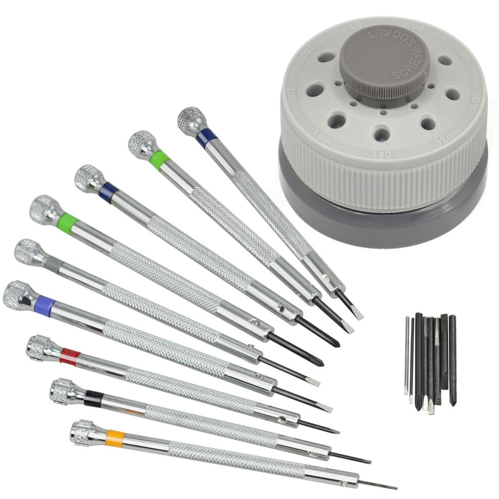 9Pcs Precision Watchmaker Screwdriver Set with 0.8-2.0mm Flat Blade Tips