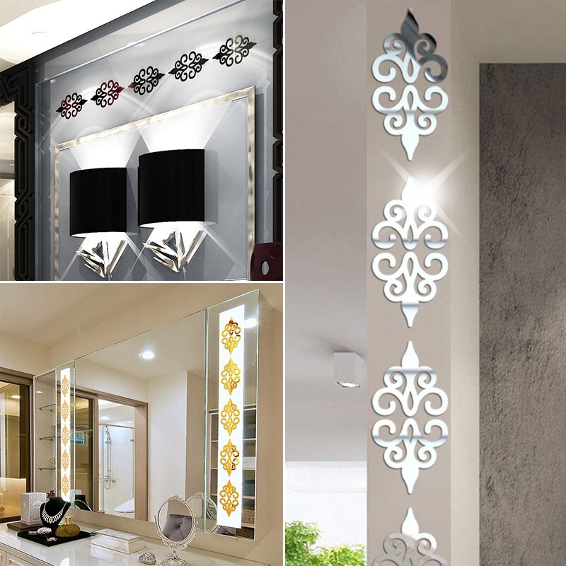 Tile Door Mirror Wall Closet Sticker Decals For Home Bedroom Display Decoration