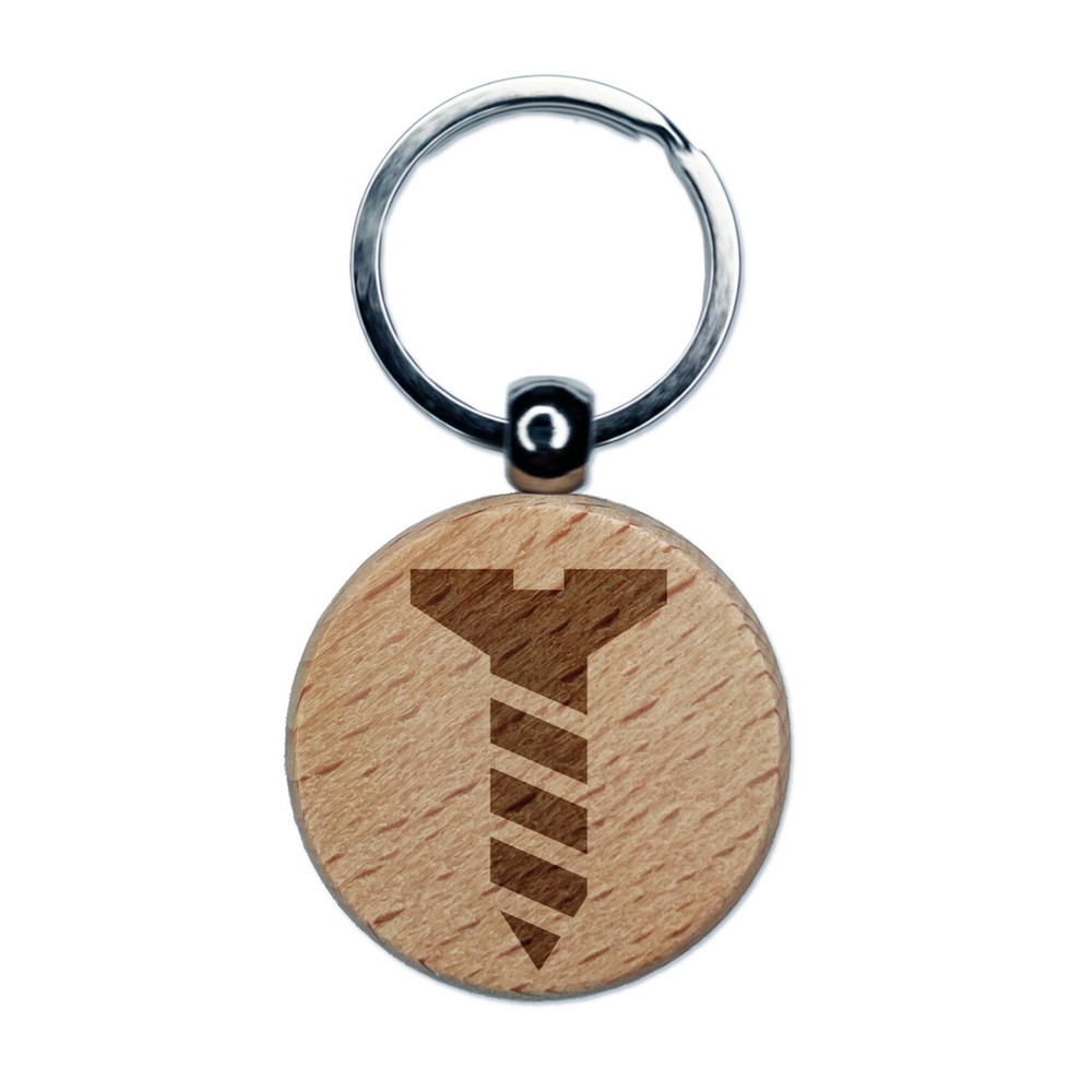 Personalized Wooden Keychain with Flat Head Screw Engraving