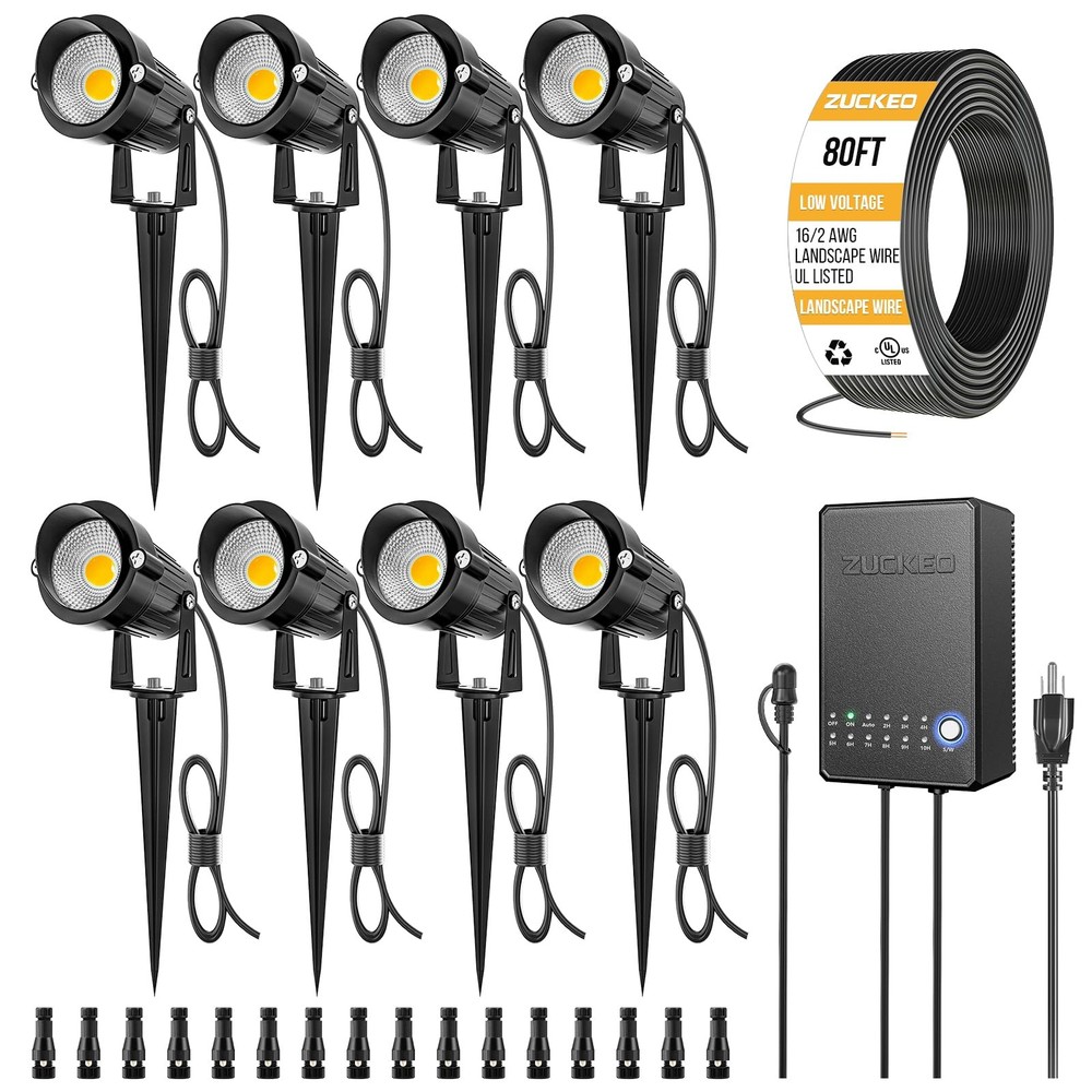 All-in-One Landscape Lighting Kit, 5W LED Low Voltage Landscape Lights with T...