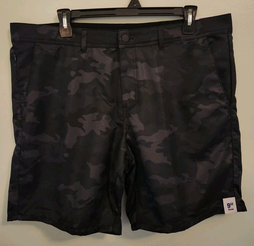 George Men's SIZE 44 Above the Knee Commuter Shorts BLACK CAMO Polyester #10725