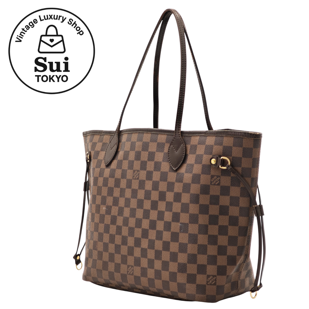 LOUIS VUITTON Neverfull MM Damier Shoulder Tote Bag N51105 Auth Brown 0074