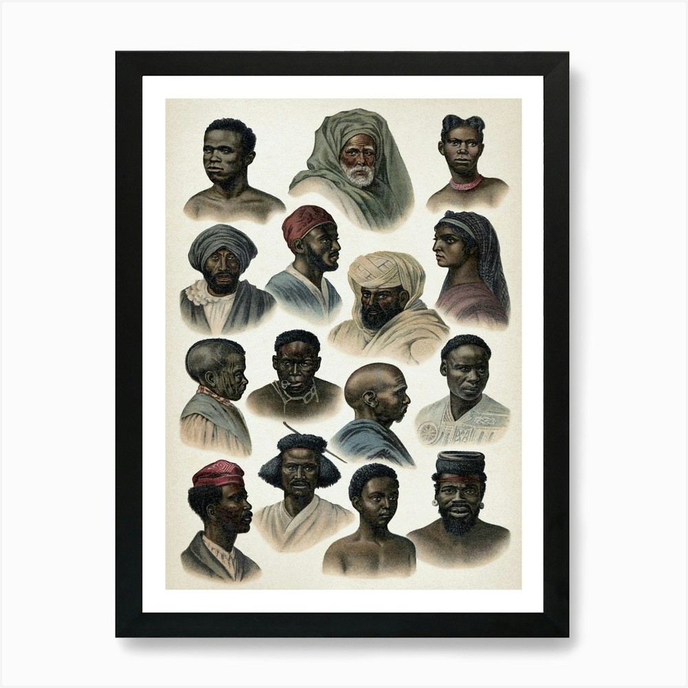 Vintage Meyers 11 Völker Afrikanisc Framed Wall Art Poster Canvas Print Picture