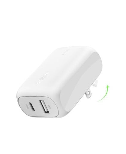 42W Dual USB-C and USB-A Fast Wall Charger by BoostCharge in White