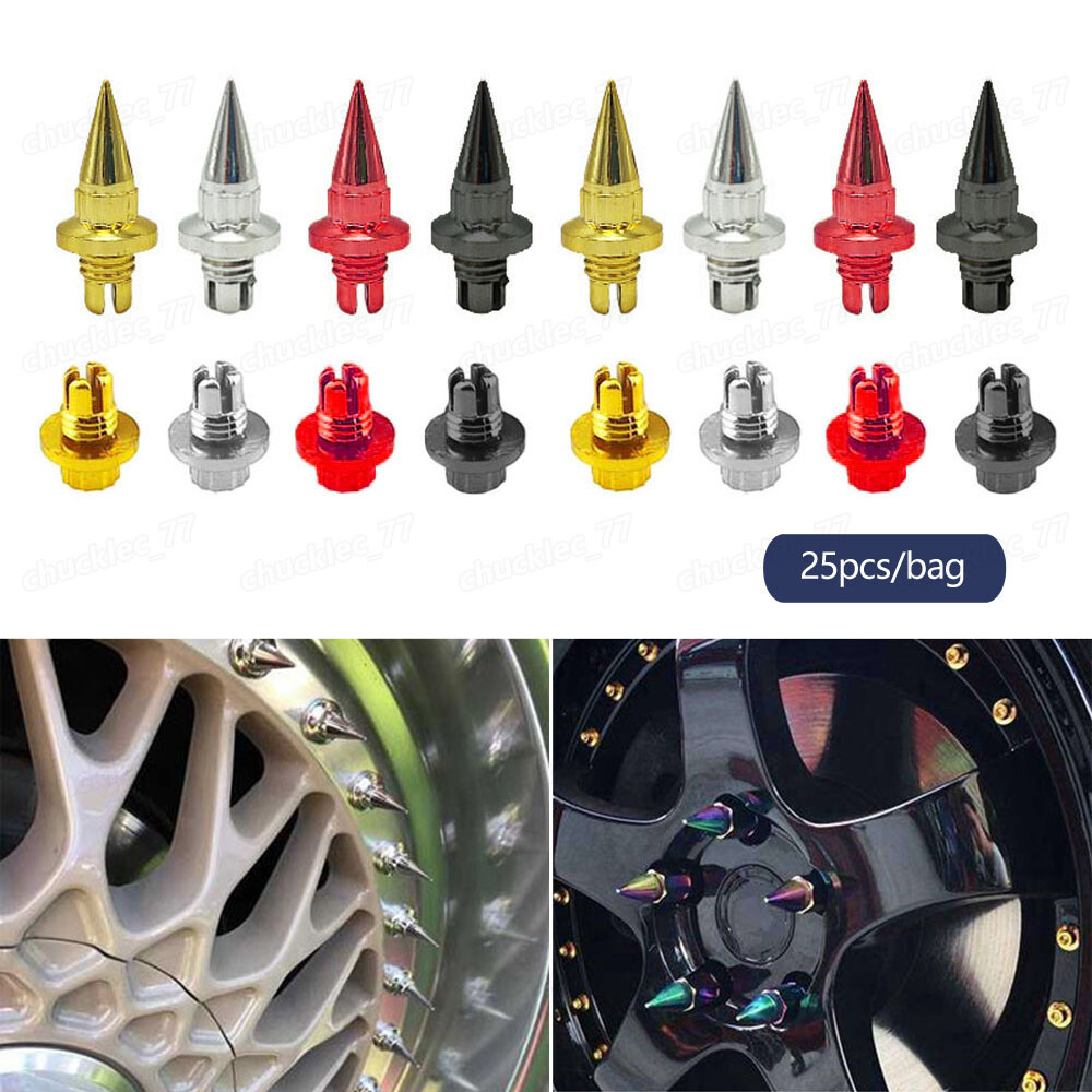 25pcs Car Spiked Wheel Rivets For Wheel Rim Lip Decoration Screws Accessories