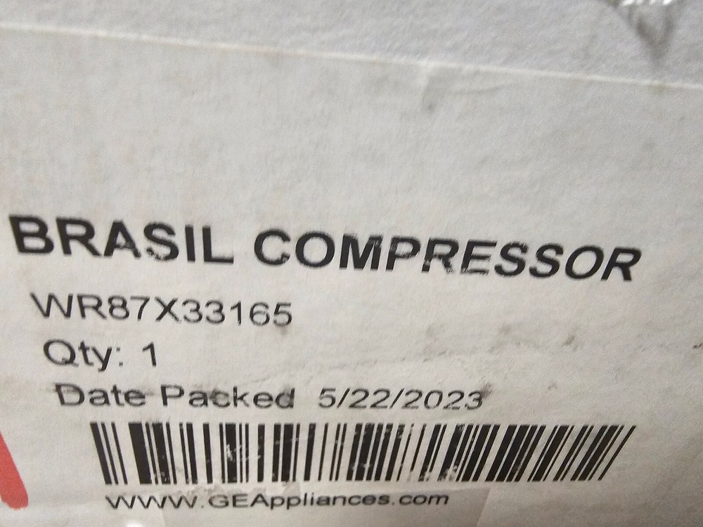 BRAND NEW!! WR87X33165 GE REFRIGERATOR COMPRESSOR
