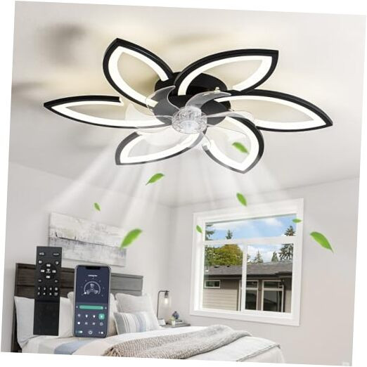 31-Inch Contemporary Ceiling Fan with LED Lights, Remote, 3 Color Temps, 6 Speeds, Reversible Blades