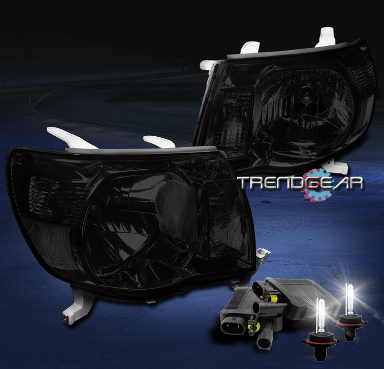 05-11 TOYOTA TACOMA PICKUP TRUCK DARK SMOKE CRYSTAL HEADLIGHTS LAMPS W/8000K HID