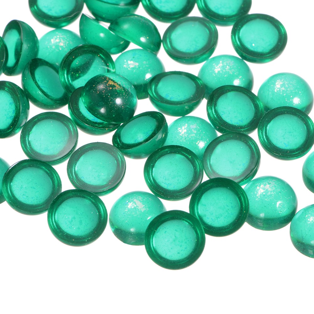 100pcs 10mm Emerald Green Cat Eye Resin Flatback Dome Beads
