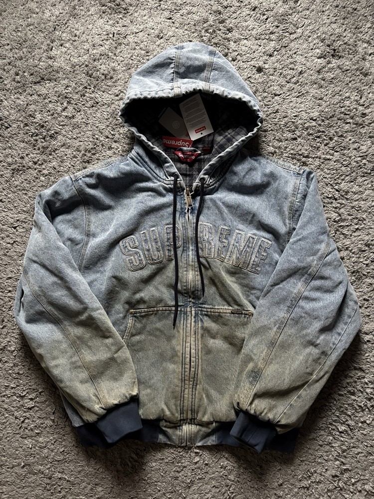 Supreme Reflective Arc Hooded Work Jacket - Size M - Denim Blue