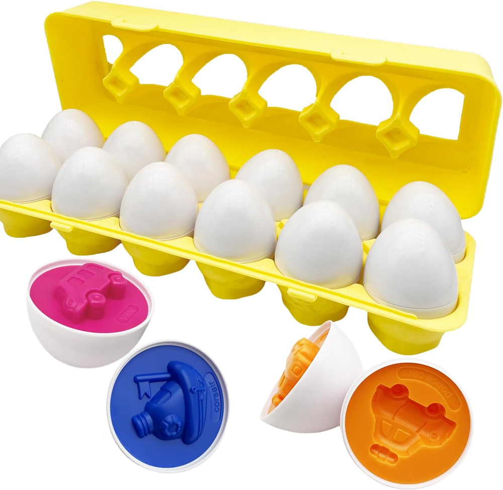 Matching Egg Toy Set - 12 Play Eggs Toddler Toys - Educational Color and Number