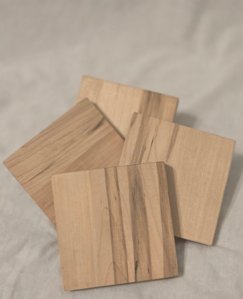 Handmade 4x4 solid maple wood coasters.