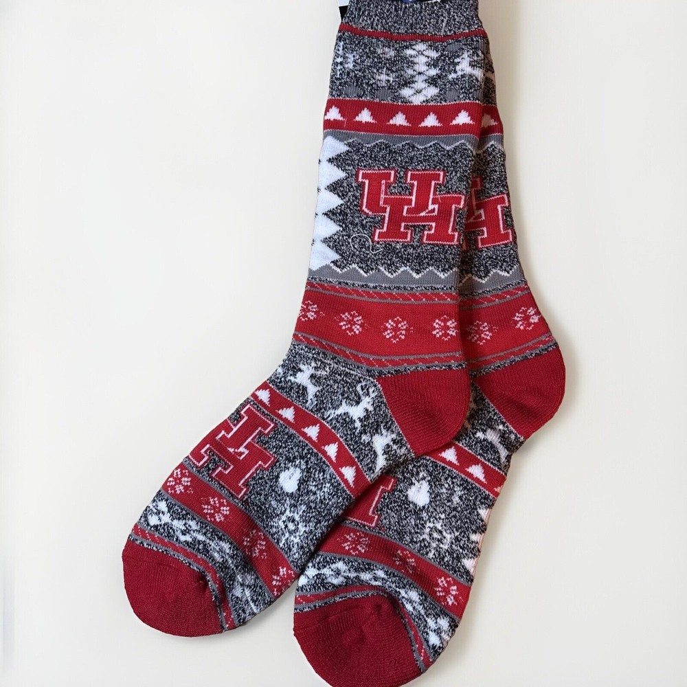 Houston Cougars NCAA Xmas Basketball Socks Gray Large