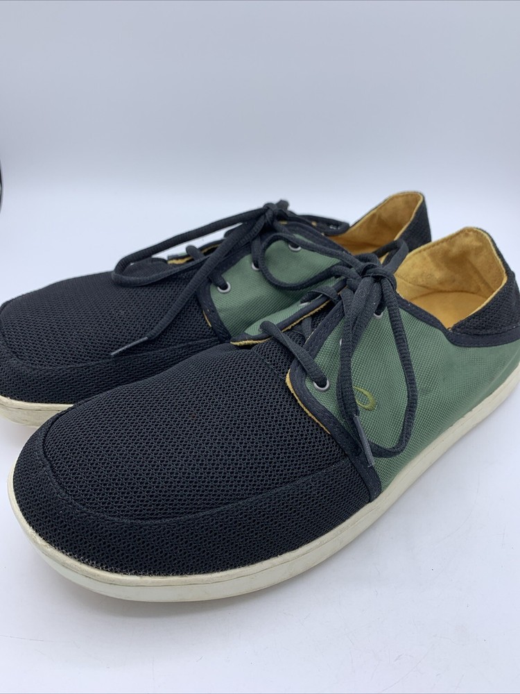 Olukai Nohea Lace Mesh Casual Mens Sneakers 10242  Black/Green Shoes Size 12