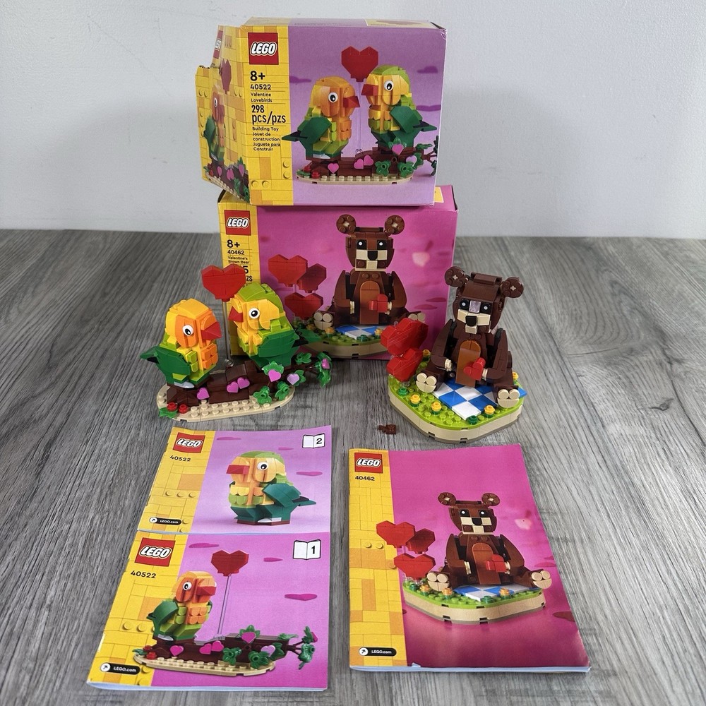 LEGO 40522 Valentine Love Birds 40462 Brown Bear Lot Of 2 Sets Box Manual *Read*