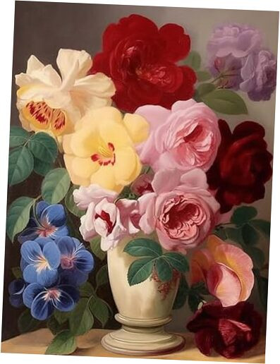 5D Rose Diamond Painting Kits - DIY Diamond Art Kits for Adults Flower Pot,