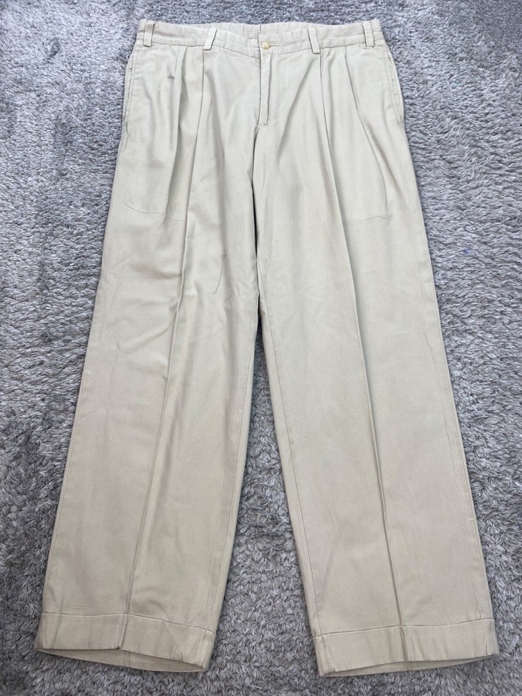 Bills Khakis Pants Mens 36x30 Pleated Cuffed Classic Chino Trousers Made In USA