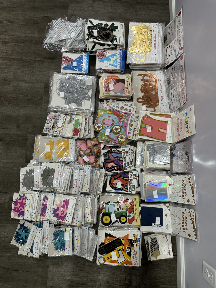 Huge Lot of 384 Sets of Birthday Party Banner, Party Supplies Bulk Sale