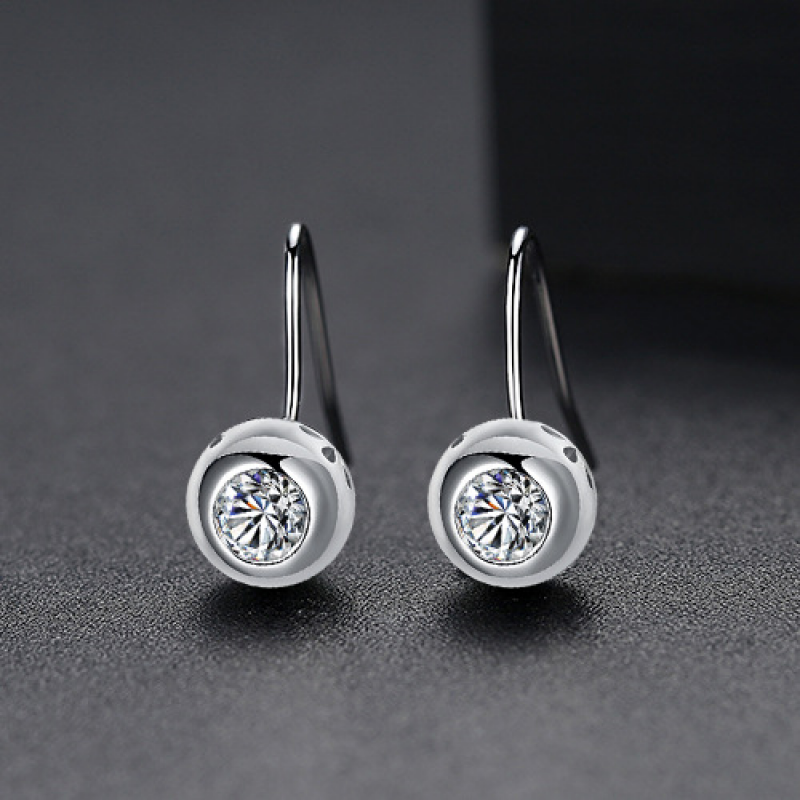 Copper Inlaid Zircon Hook Earrings Simple Fashion Women's Gold Plated Jewelry US