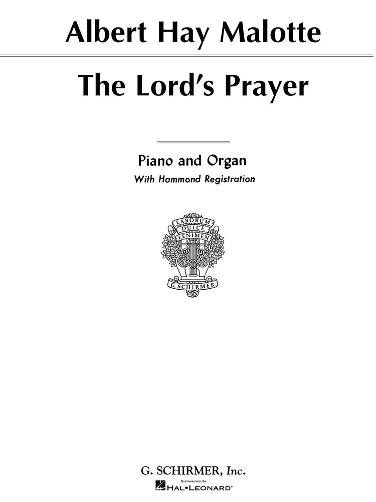 Lord's Prayer by Albert H Malotte for Piano Organ Duet Christian Sheet Music