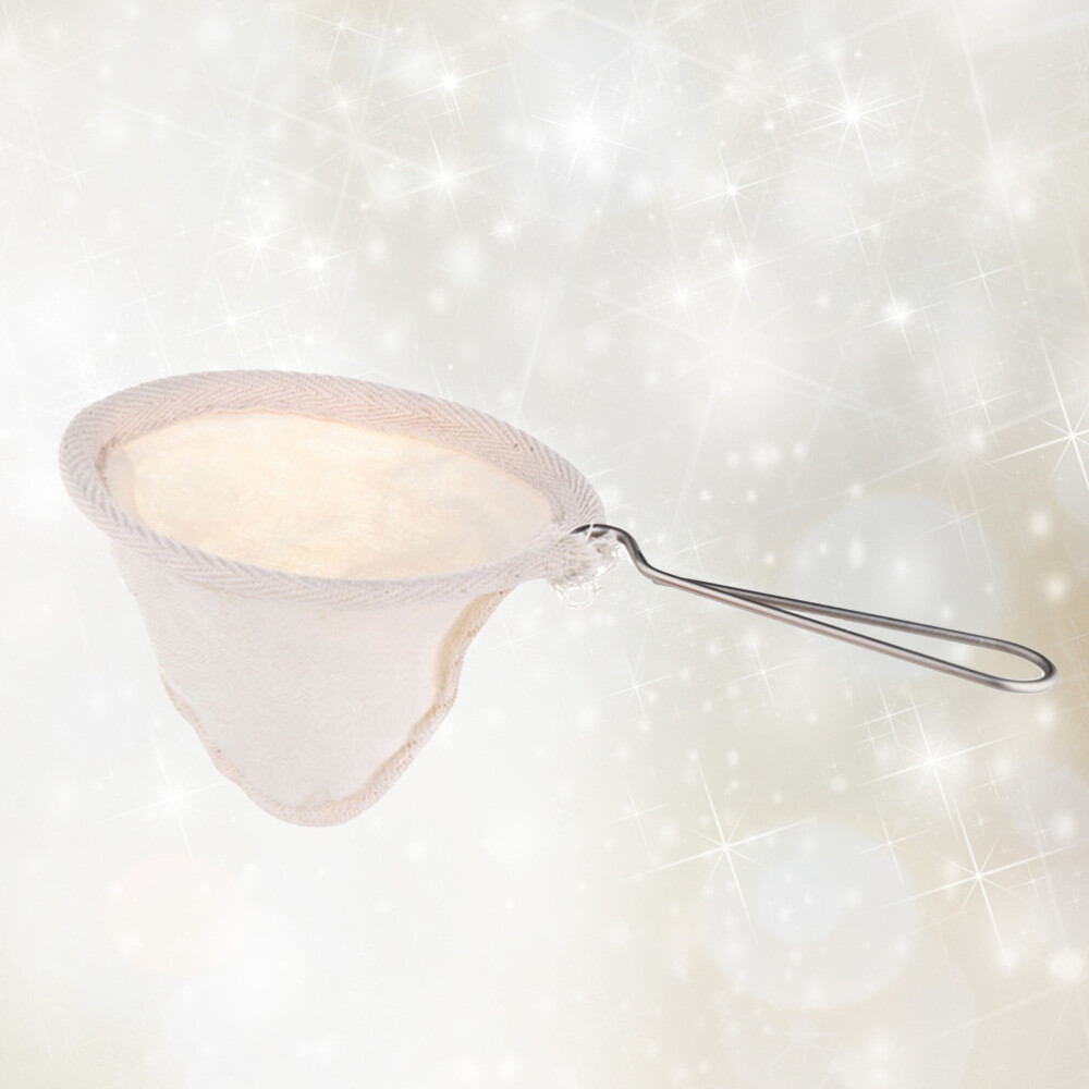 Steel Handle Coffee and Tea Cloth Strainer Filter with Whisk