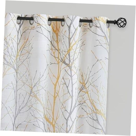 Linen Semi Sheer Curtains for Bedroom, 50