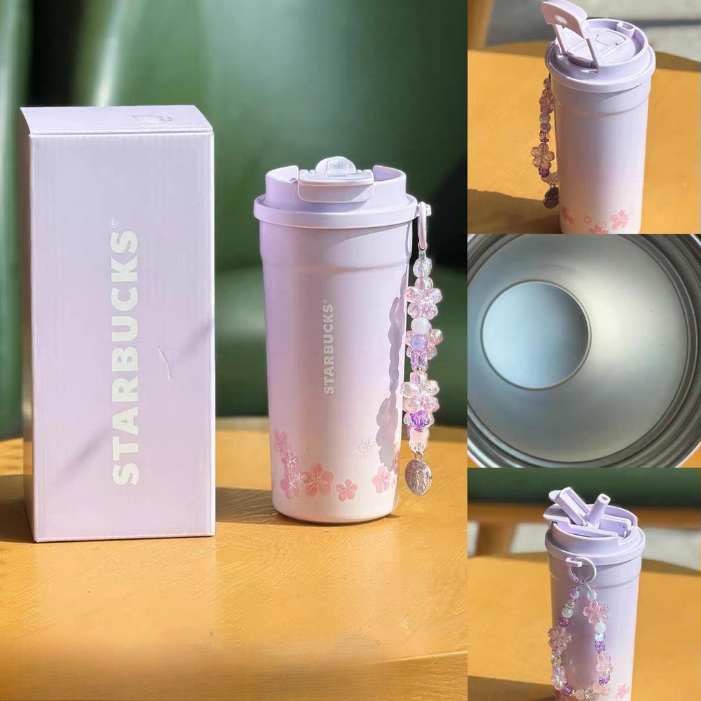 NEW Starbucks 2026 China Twilight Sakura Series 16oz Dual-sip SS cup with charm