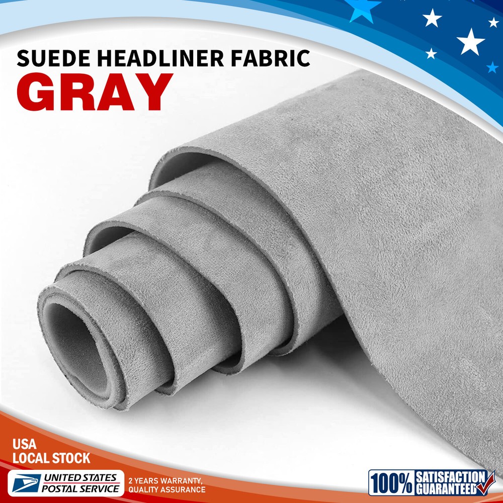 Grey Foam-Backed Headliner Fabric 60x100 for Car Roof & Door Panel Upholstery