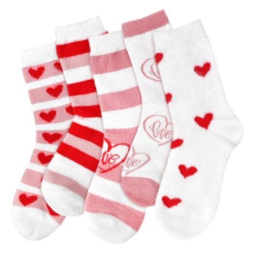 FilmHOO Valentines Day Gifts for Her Fuzzy Socks for Women Christmas Pink