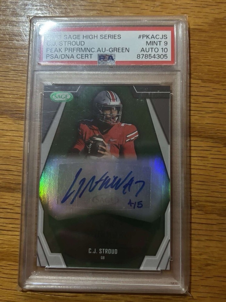 2023 SAGE HIGH SERIES PEAK PERFORMANCE AUTOGRAPH C.J. STROUD /5 PSA 9 10 AUTO 👀