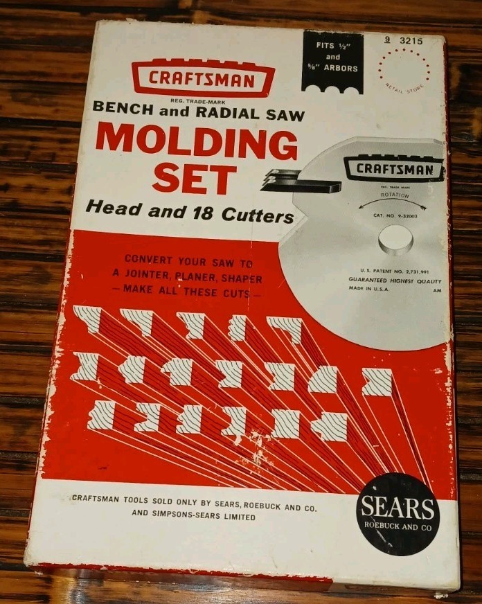 Craftsman Sears Molding Set  9-3215 Bench & Radial Saw Head w/18 Cutters