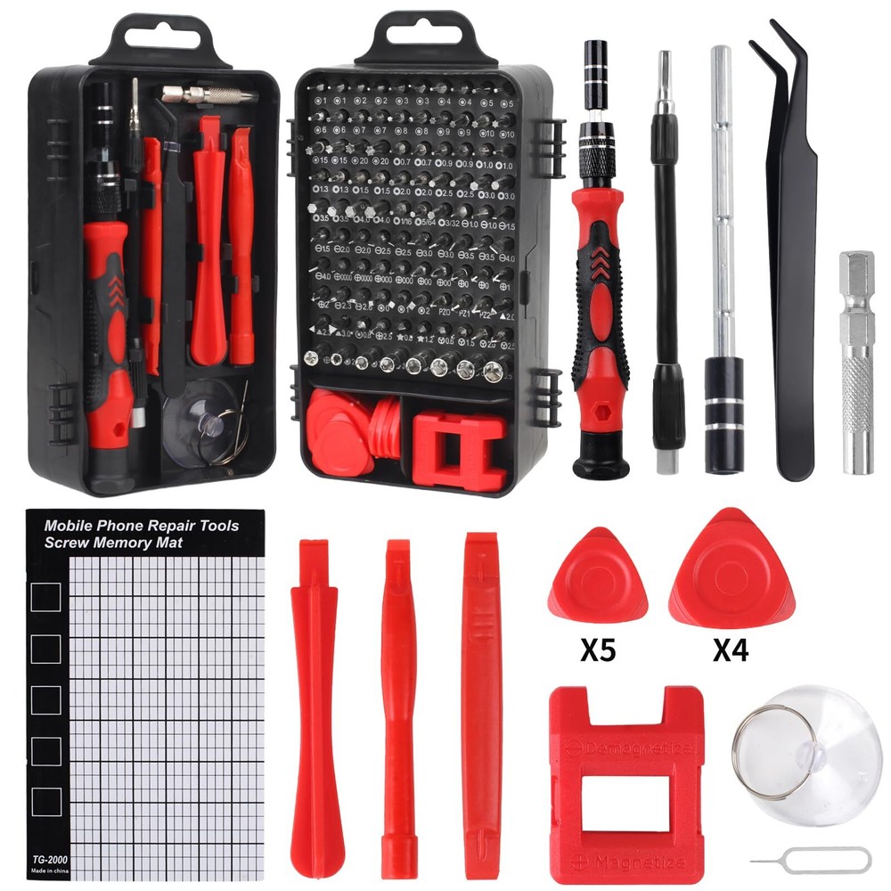 Compact 119-Piece Precision Screwdriver Set with Magnetic Glass Repair Tools  