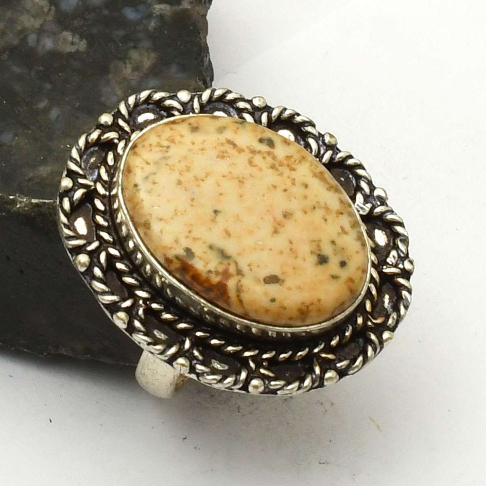 Dendrite Opal Gemstone Handmade Ring Jewelry Anniversary US Size-6.5 AR 74226