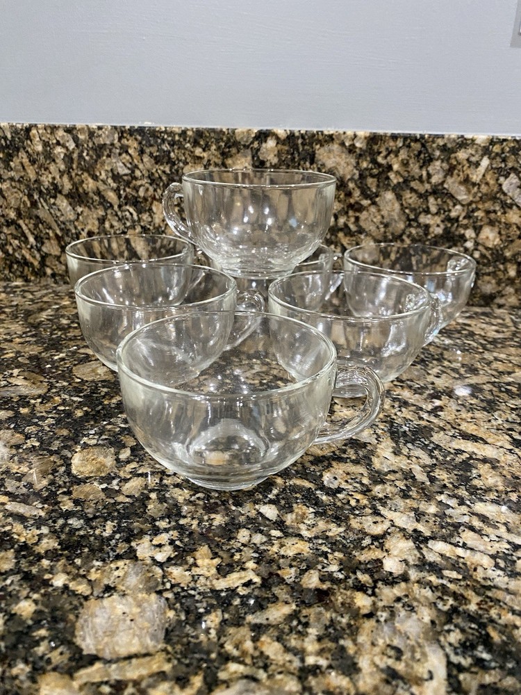 Vintage Glass Punch Bowl Set with 7 Cups Mid-Century Entertaining