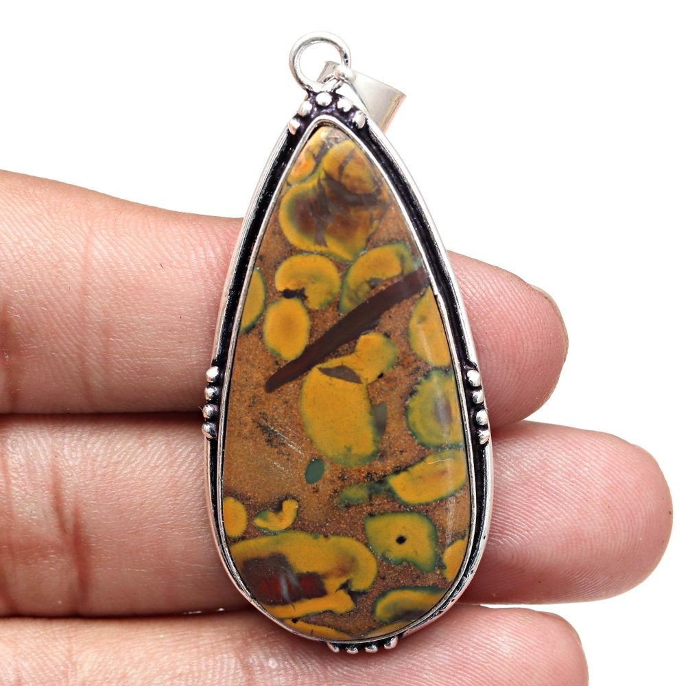 Azuboo Lite Gemstone Silver Pendant Handmade Gift for Women 2.25 Inches