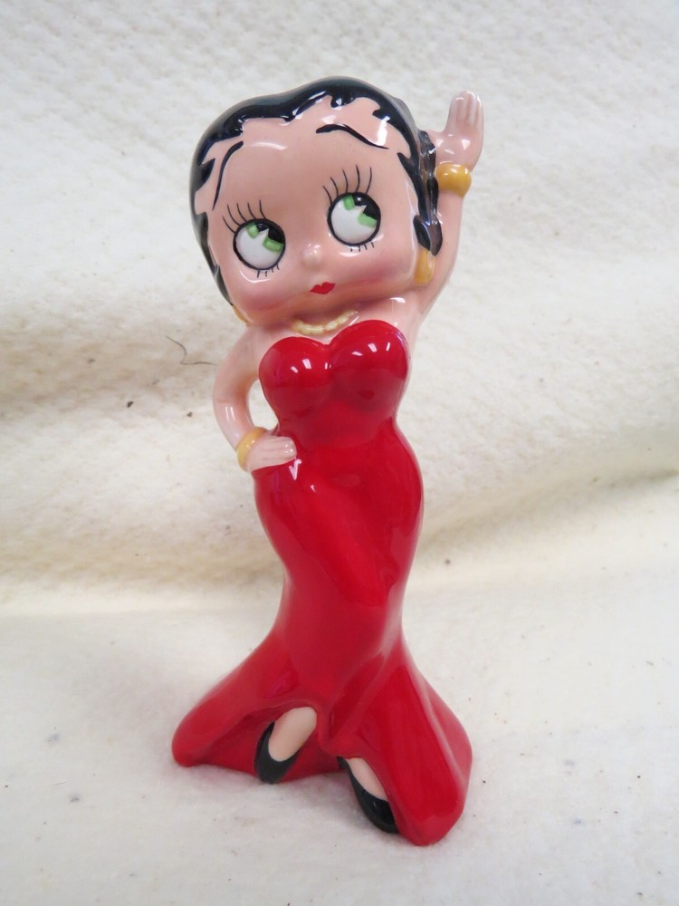 Vintage Vandor Betty Boop Ceramic Figurine in Red Dress Gown