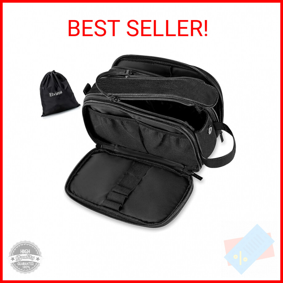 Elviros Large Water-resistant Men's Travel Toiletry & Shaving Dopp Kit
