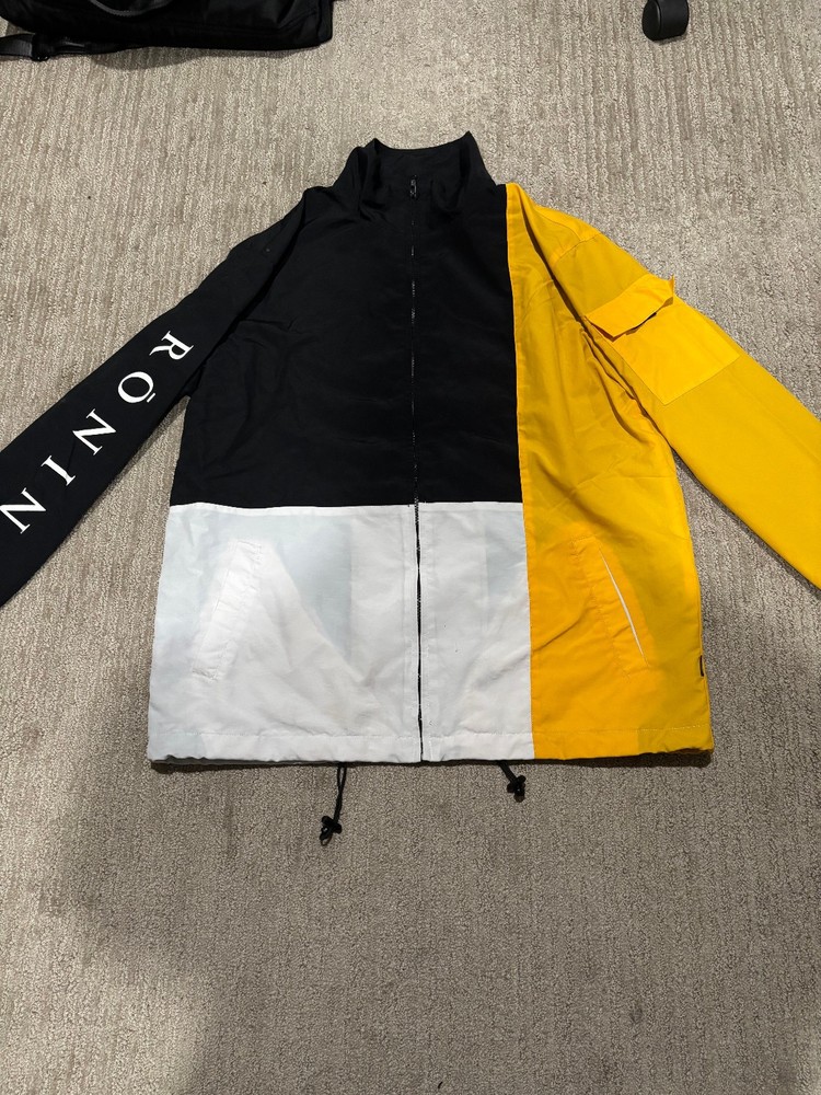 Ronin Division Windbreaker Size Medium Yellow Black and White Streetwear