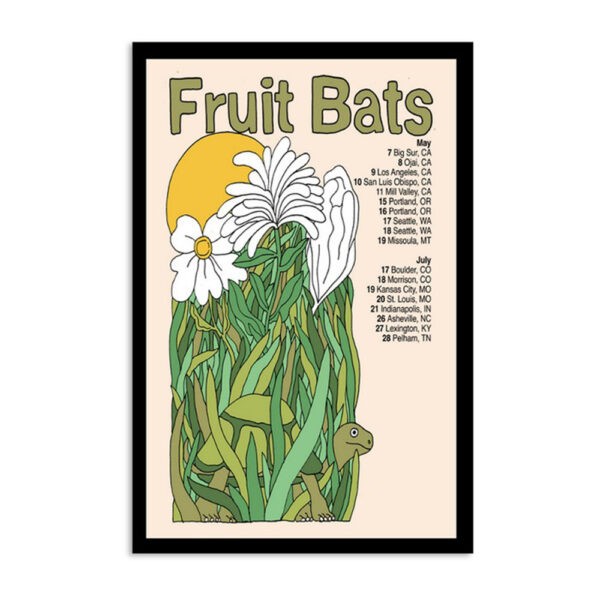 Fruit Bats Tour 2024 Poster Vintage Music Wall Art Concert Decor