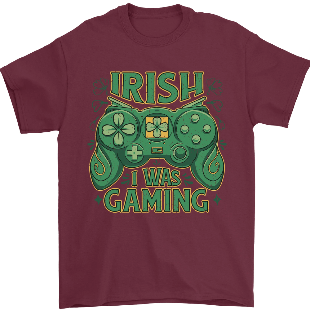 Irish I Was Gaming St Patricks Day Gamer Mens T-Shirt 100% Cotton